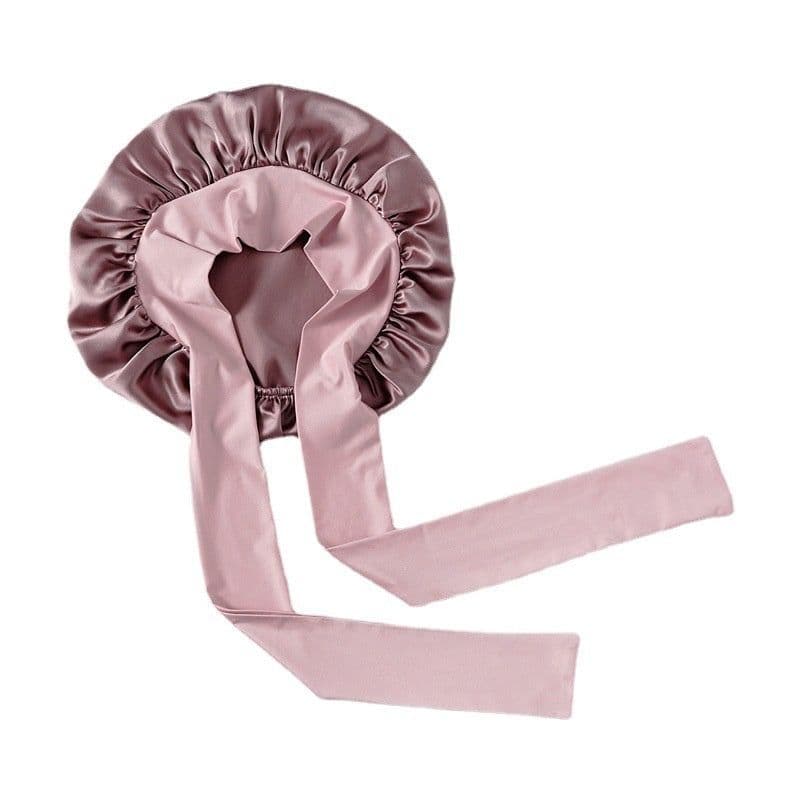 image-Wide-brimmed Lace-up Adjustable Elastic Large Silk Nightcap