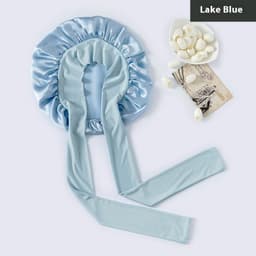 image-Wide-brimmed Lace-up Adjustable Elastic Large Silk Nightcap