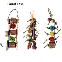 image-Creative Parrot Corn Cob Bite String Wooden Bite Toy
