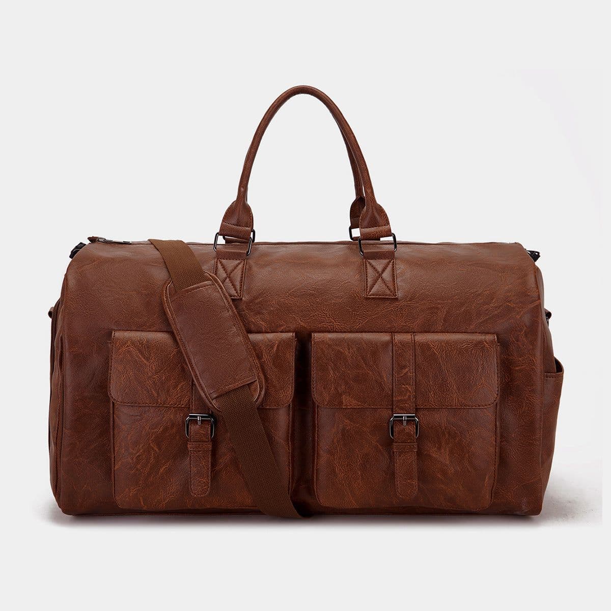 image-Travel Convenient Portable Garment Bag PU Leather Luggage Bag