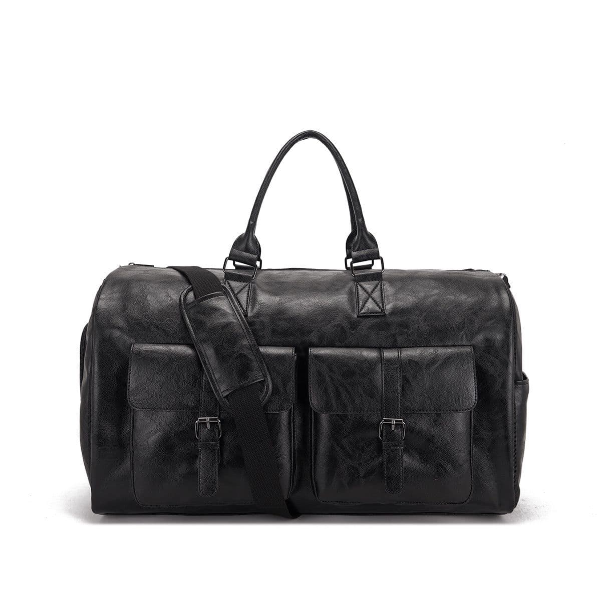 image-Travel Convenient Portable Garment Bag PU Leather Luggage Bag