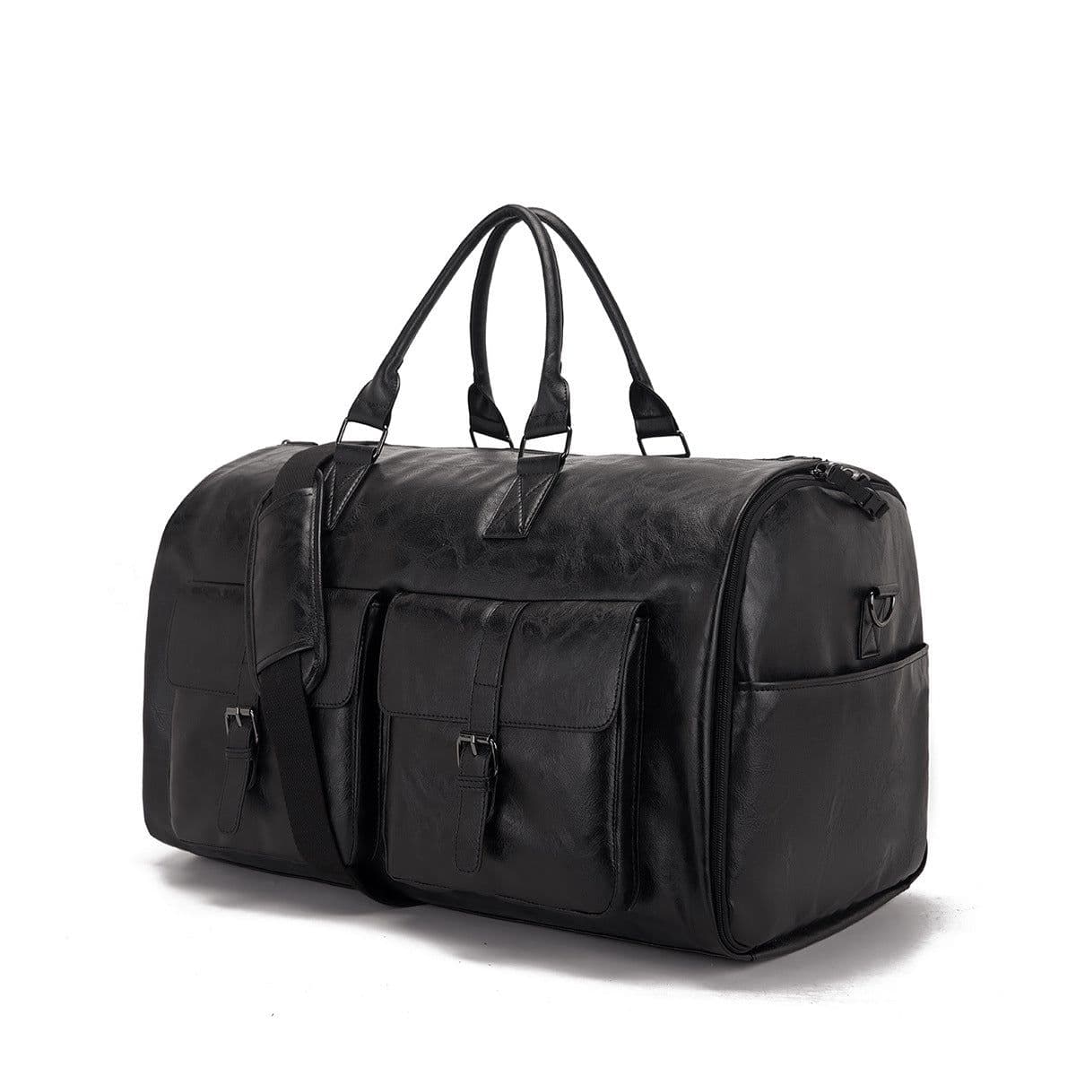 image-Travel Convenient Portable Garment Bag PU Leather Luggage Bag