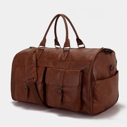 image-Travel Convenient Portable Garment Bag PU Leather Luggage Bag