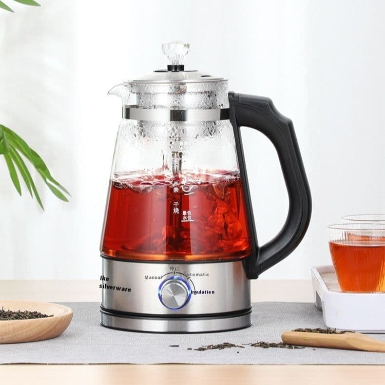 image-110v American Standard Household Tea Boiler Steam Spray Black Teapot Glass Electric Kettle Coffee Pot