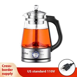 image-110v American Standard Household Tea Boiler Steam Spray Black Teapot Glass Electric Kettle Coffee Pot