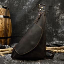 image-Men's Fashion Genuine Leather Chest Bag Retro