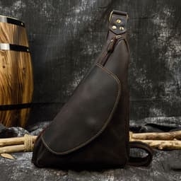 image-Men's Fashion Genuine Leather Chest Bag Retro