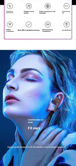 image-Wireless Bluetooth-compatible Translation Headphones Portable In-ear Translator