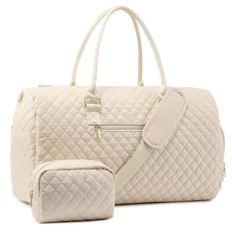 image-Women's Quilted Travel Baggage Carousel Wash Bag