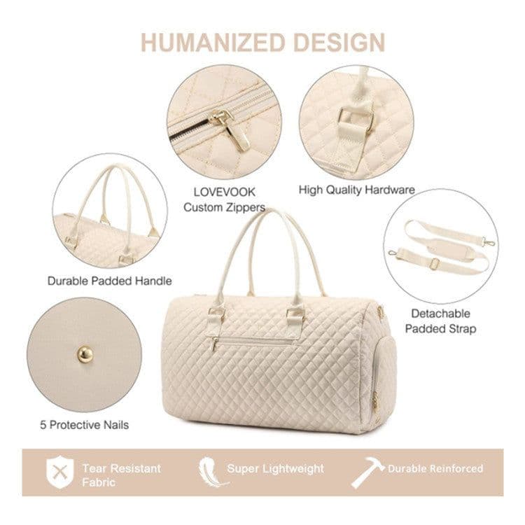 image-Women's Quilted Travel Baggage Carousel Wash Bag