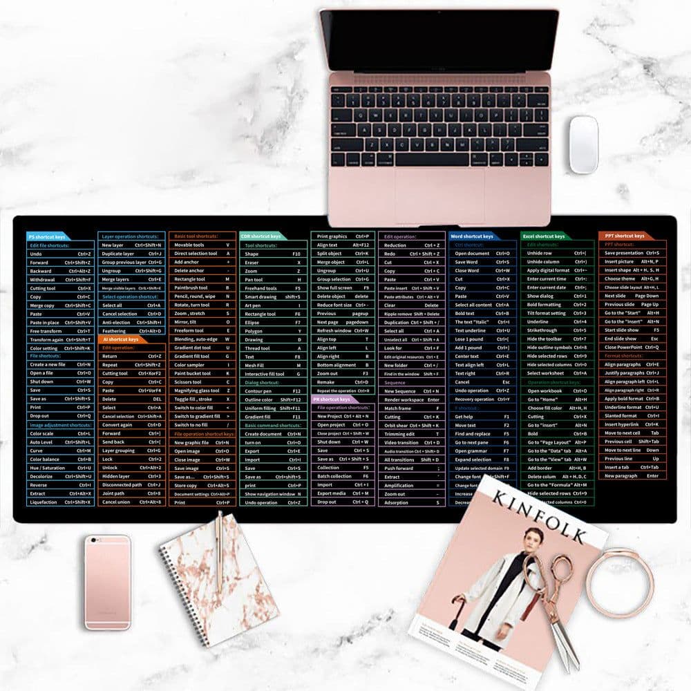 image-Full English Shortcut Keys Super Large Stain-resistant Office Mouse Mat