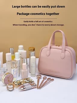 image-Women's Fashionable Half-bend Portable Cosmetic Bag