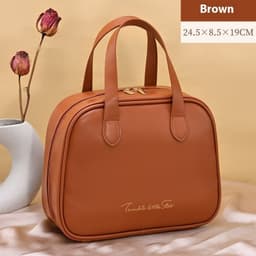 image-Women's Fashionable Half-bend Portable Cosmetic Bag
