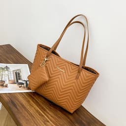 image-Women's Fashionable Wave Pattern Diamond Plaid Embroidered Shoulder Bag