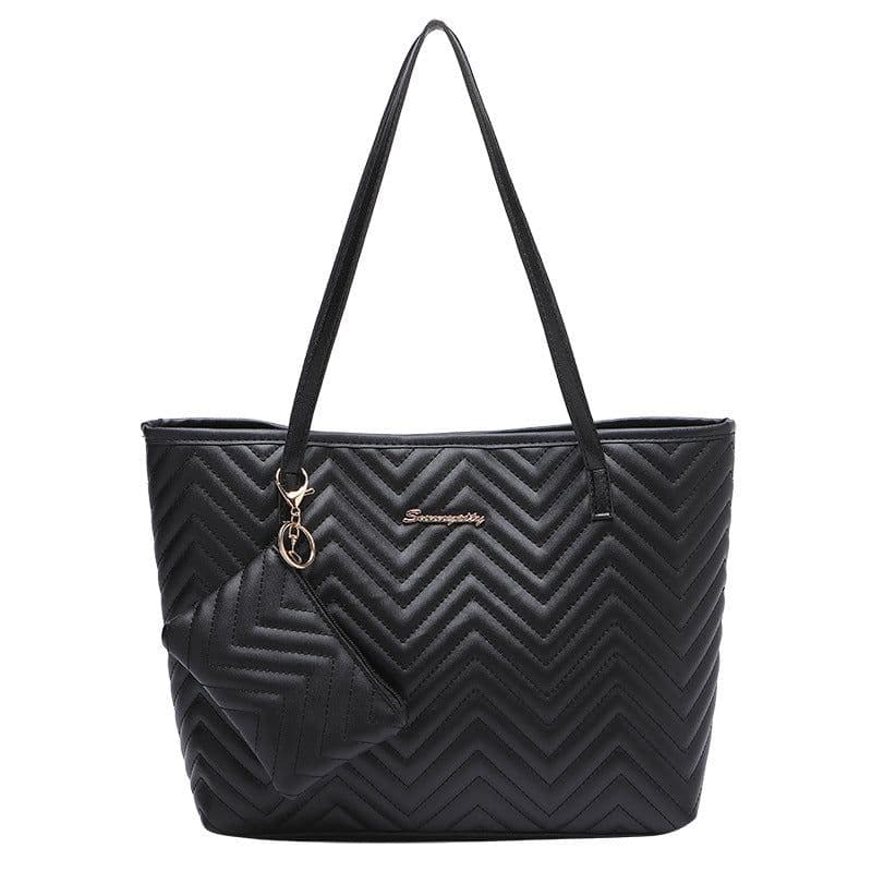image-Women's Fashionable Wave Pattern Diamond Plaid Embroidered Shoulder Bag