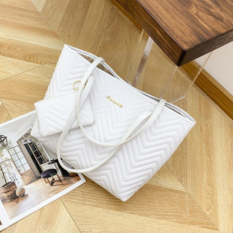 image-Women's Fashionable Wave Pattern Diamond Plaid Embroidered Shoulder Bag