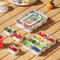 image-8 Grids Divided Serving Tray Fruits Snack Box Organizer Food Storage Container Seasoning Separator Box Refrigerator Organizer