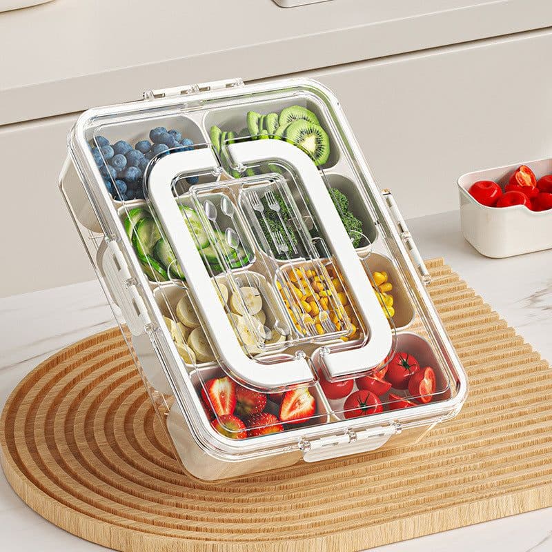 image-8 Grids Divided Serving Tray Fruits Snack Box Organizer Food Storage Container Seasoning Separator Box Refrigerator Organizer
