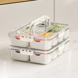 image-8 Grids Divided Serving Tray Fruits Snack Box Organizer Food Storage Container Seasoning Separator Box Refrigerator Organizer