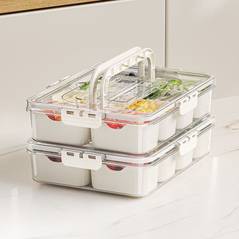 image-8 Grids Divided Serving Tray Fruits Snack Box Organizer Food Storage Container Seasoning Separator Box Refrigerator Organizer
