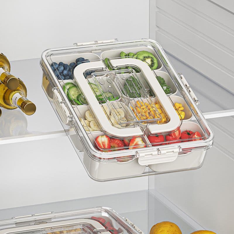 image-8 Grids Divided Serving Tray Fruits Snack Box Organizer Food Storage Container Seasoning Separator Box Refrigerator Organizer
