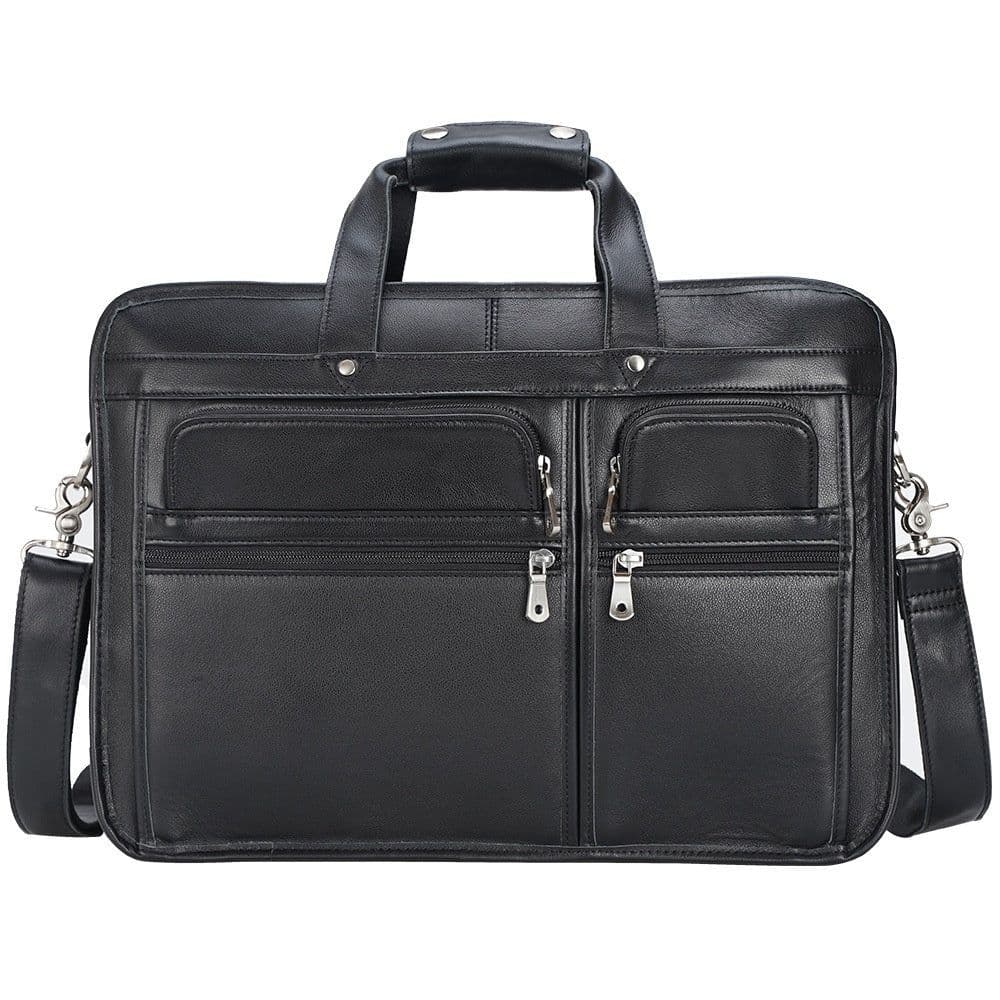 image-Tiding Leather Leather Business First Layer Cowhide 17-inch Laptop Bag