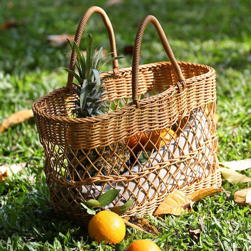 image-Picnic Basket Ins Style Props Rattan-like Hand-made Shopping Basket