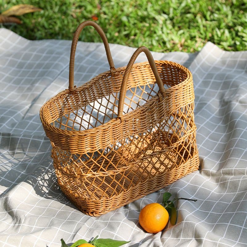 image-Picnic Basket Ins Style Props Rattan-like Hand-made Shopping Basket