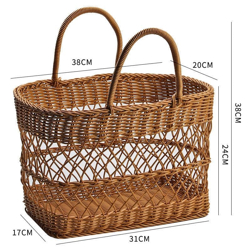 image-Picnic Basket Ins Style Props Rattan-like Hand-made Shopping Basket