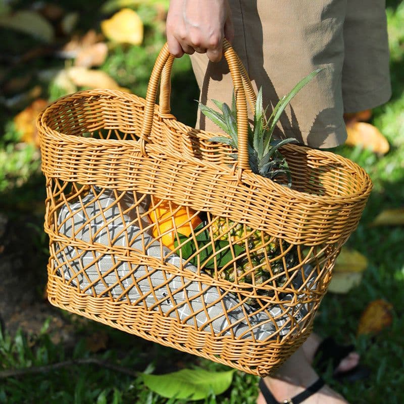 image-Picnic Basket Ins Style Props Rattan-like Hand-made Shopping Basket