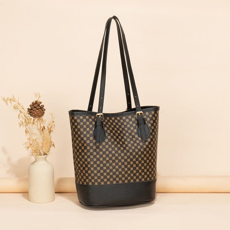 image-Women's Letter Printing Large-capacity Bucket Trendy Retro Style Shoulder Bag