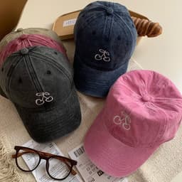 image-Ins Cherry Embroidered Baseball Cap Soft Top Wide Brim Cover Face Peaked Cap