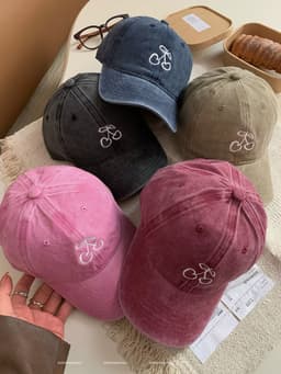 image-Ins Cherry Embroidered Baseball Cap Soft Top Wide Brim Cover Face Peaked Cap