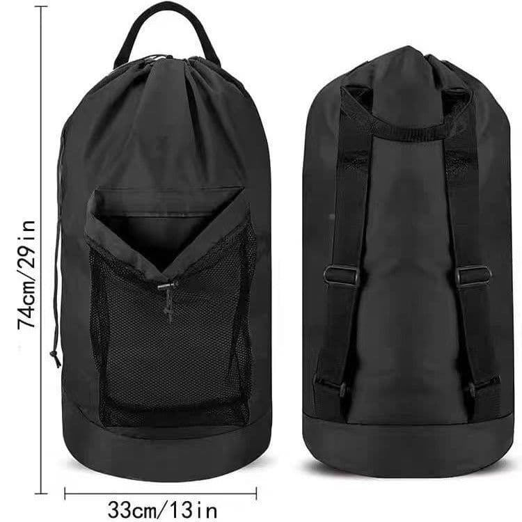 image-Sand-free Waterproof Oxford Cloth Drawstring Large Capacity Foldable Double-shoulder Travel Laundry Carrier