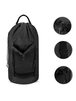 image-Sand-free Waterproof Oxford Cloth Drawstring Large Capacity Foldable Double-shoulder Travel Laundry Carrier