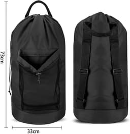 image-Sand-free Waterproof Oxford Cloth Drawstring Large Capacity Foldable Double-shoulder Travel Laundry Carrier
