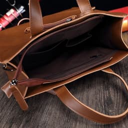 image-Men's Retro Crazy Horse PU Leather Tote Bag