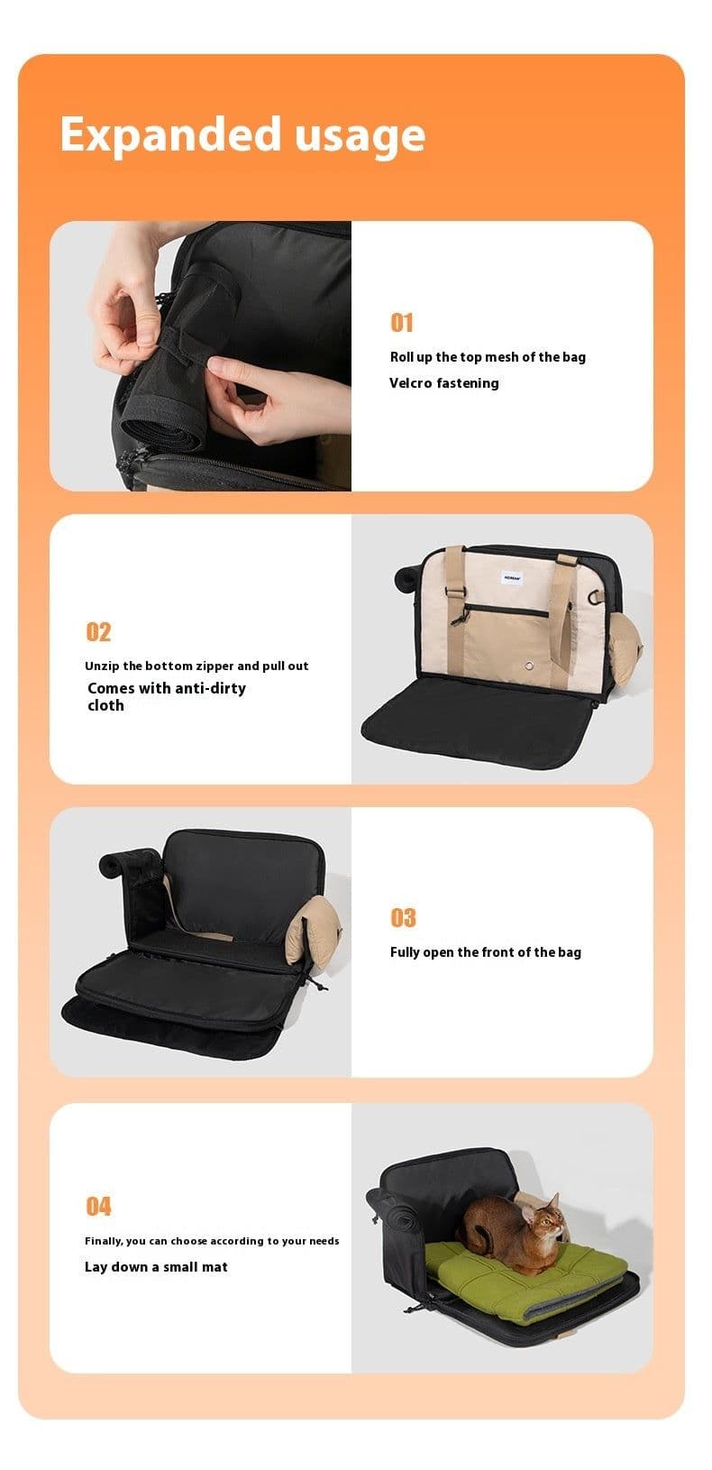 image-Outdoor Portable One-shoulder Crossbody Breathable Light Canvas Cat Bag Pet Bag