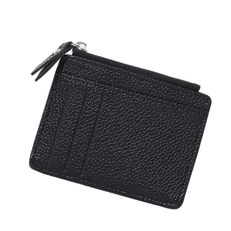 image-Women's Bag Holder Zipper Solid Color Lychee Pattern Business Cards