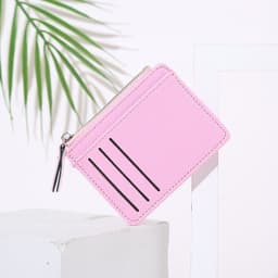 image-Women's Bag Holder Zipper Solid Color Lychee Pattern Business Cards