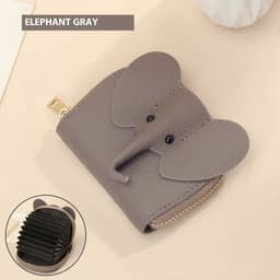 image-Leather Organ Card Holder Bags Creative Elephant Zipper Wallet Fashion Bag