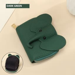 image-Leather Organ Card Holder Bags Creative Elephant Zipper Wallet Fashion Bag
