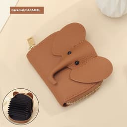 image-Leather Organ Card Holder Bags Creative Elephant Zipper Wallet Fashion Bag