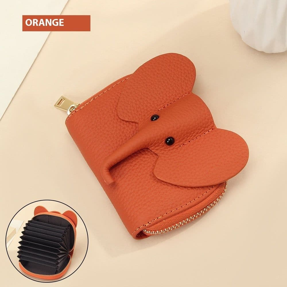 image-Leather Organ Card Holder Bags Creative Elephant Zipper Wallet Fashion Bag