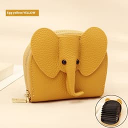 image-Leather Organ Card Holder Bags Creative Elephant Zipper Wallet Fashion Bag