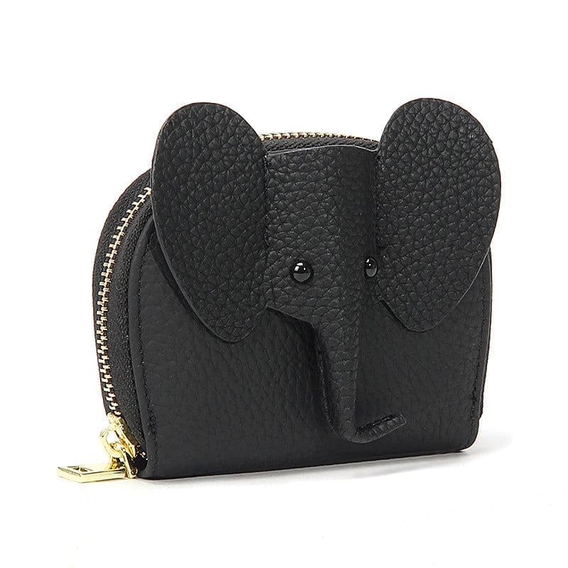 image-Leather Organ Card Holder Bags Creative Elephant Zipper Wallet Fashion Bag