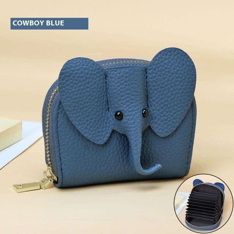 image-Leather Organ Card Holder Bags Creative Elephant Zipper Wallet Fashion Bag