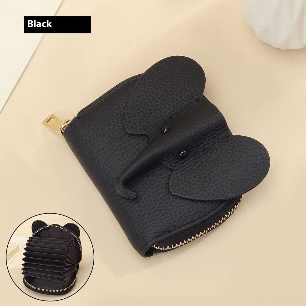 image-Leather Organ Card Holder Bags Creative Elephant Zipper Wallet Fashion Bag