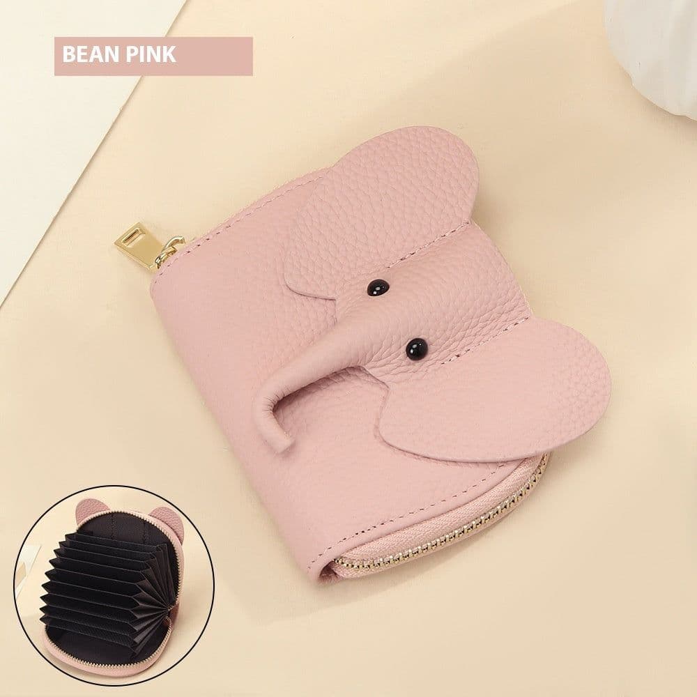 image-Leather Organ Card Holder Bags Creative Elephant Zipper Wallet Fashion Bag