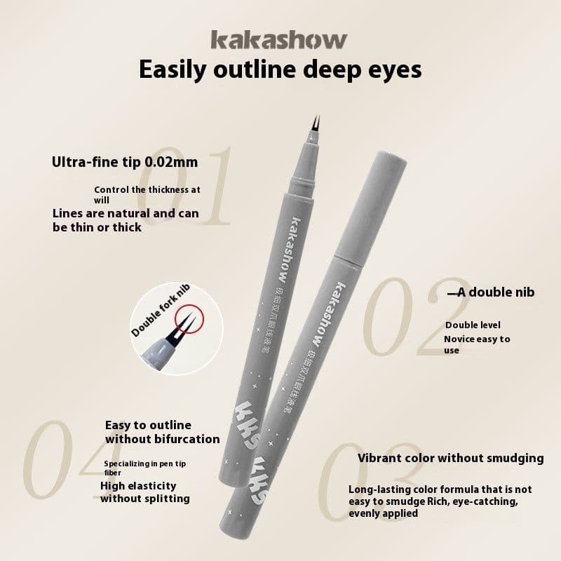 image-Kakashow Very Thin Double Claw Liquid Eyeliner Mom Eyelashes Crouching Silkworm